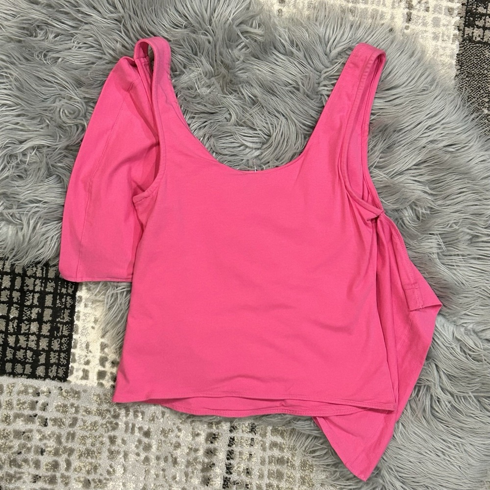 Free People Tied Up Drapey Top In Pink Phenom Size XSmall Gorgeous Bow Accent - Picture 5 of 5